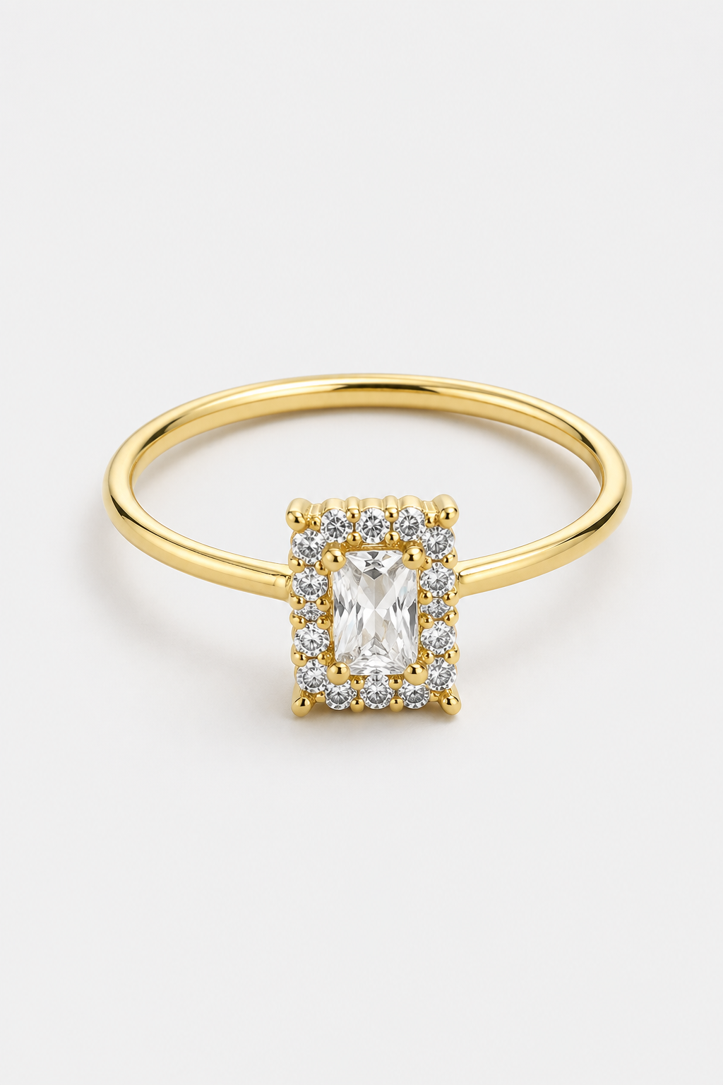 Rectangle Cluster Ring · Yellow Gold · Setup
