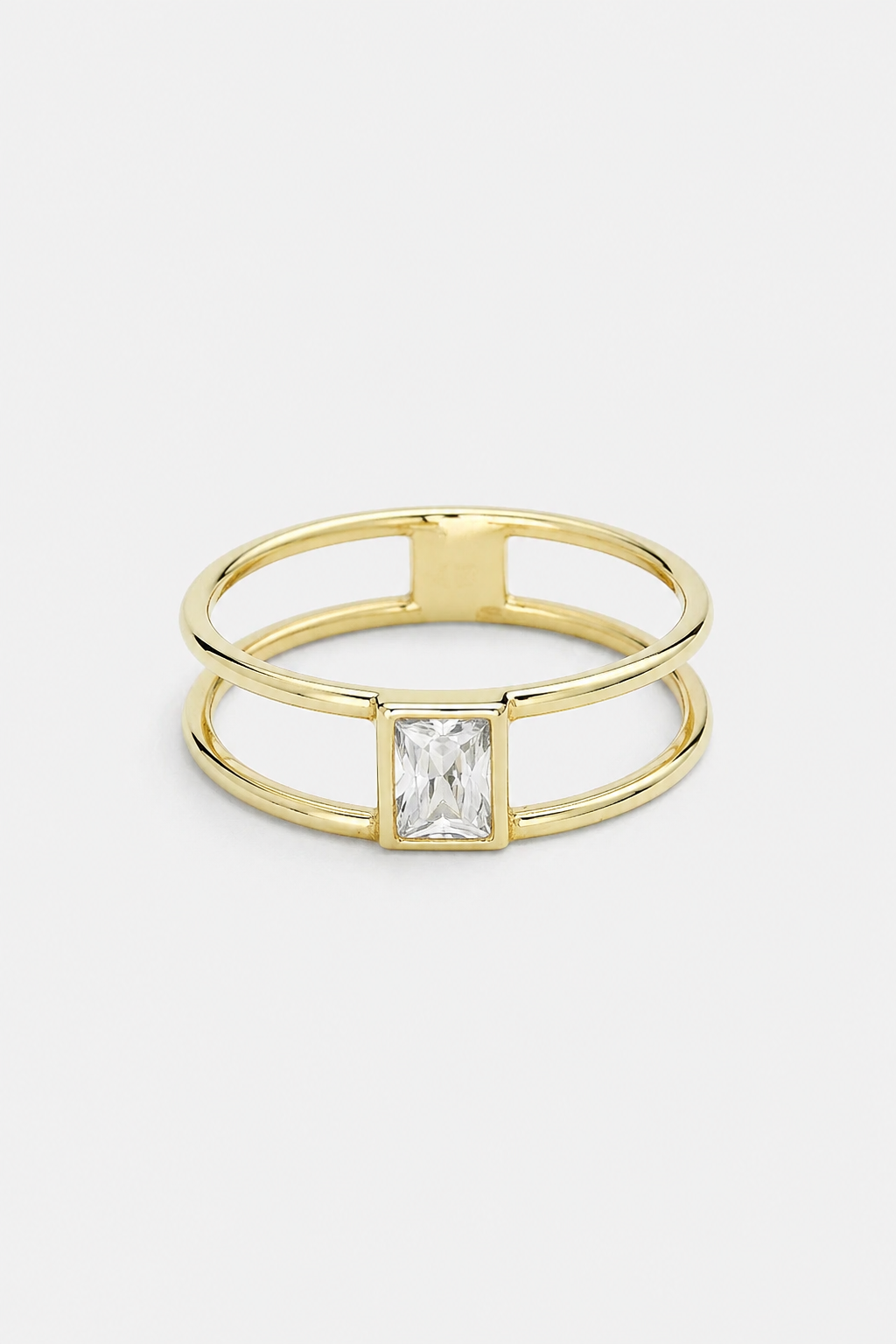 Double Band Baguette Ring · Yellow Gold · Setup