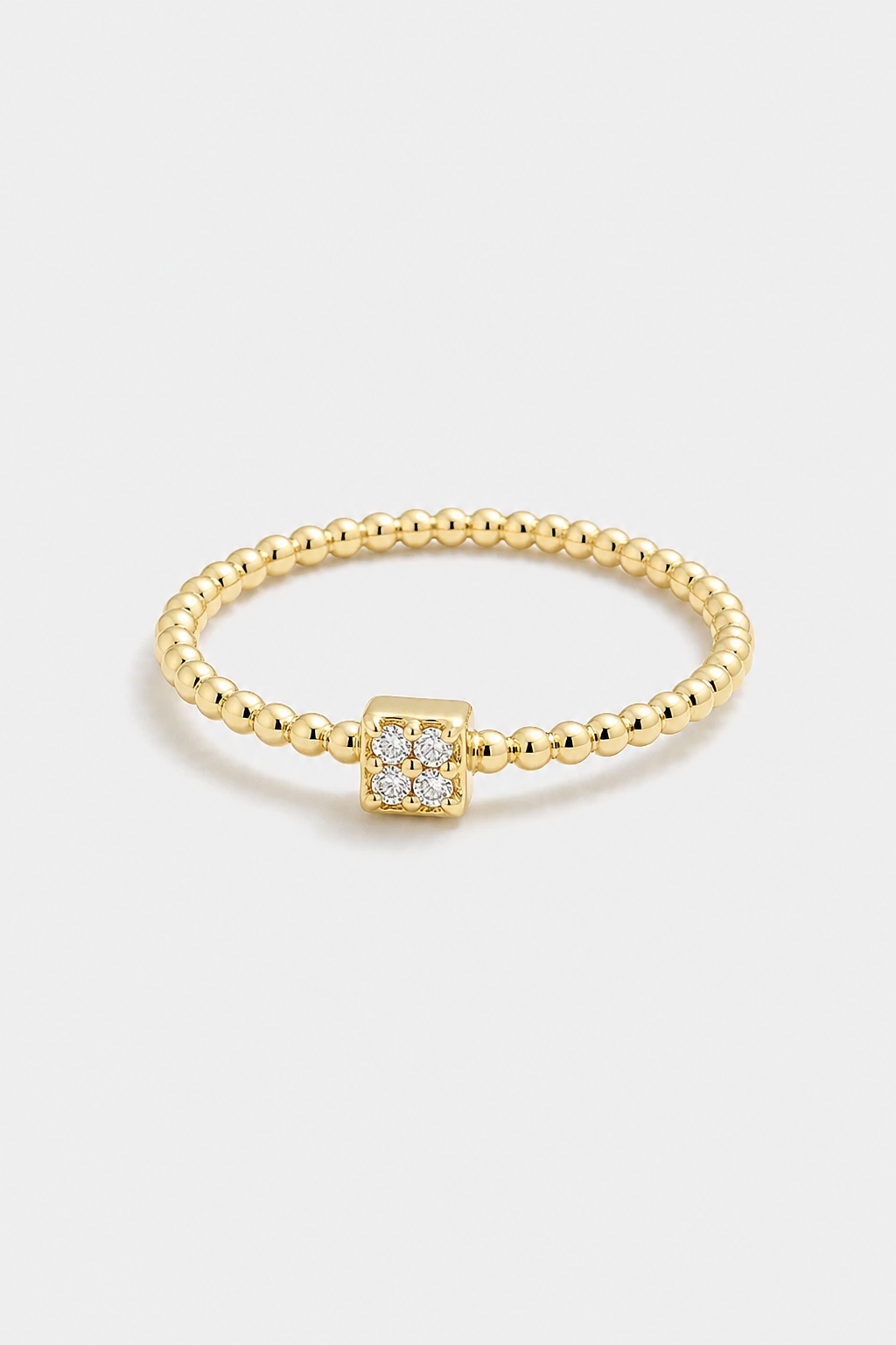 Beaded Square Ring · Yellow Gold · Setup