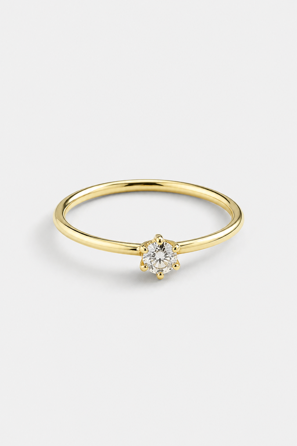 Six Prong Solitaire Ring · Yellow Gold · Setup