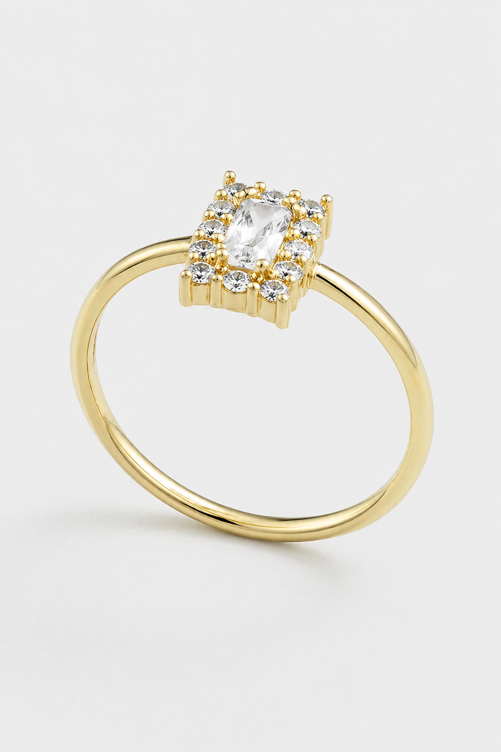Rectangle Cluster Ring · Yellow Gold · Setup 6