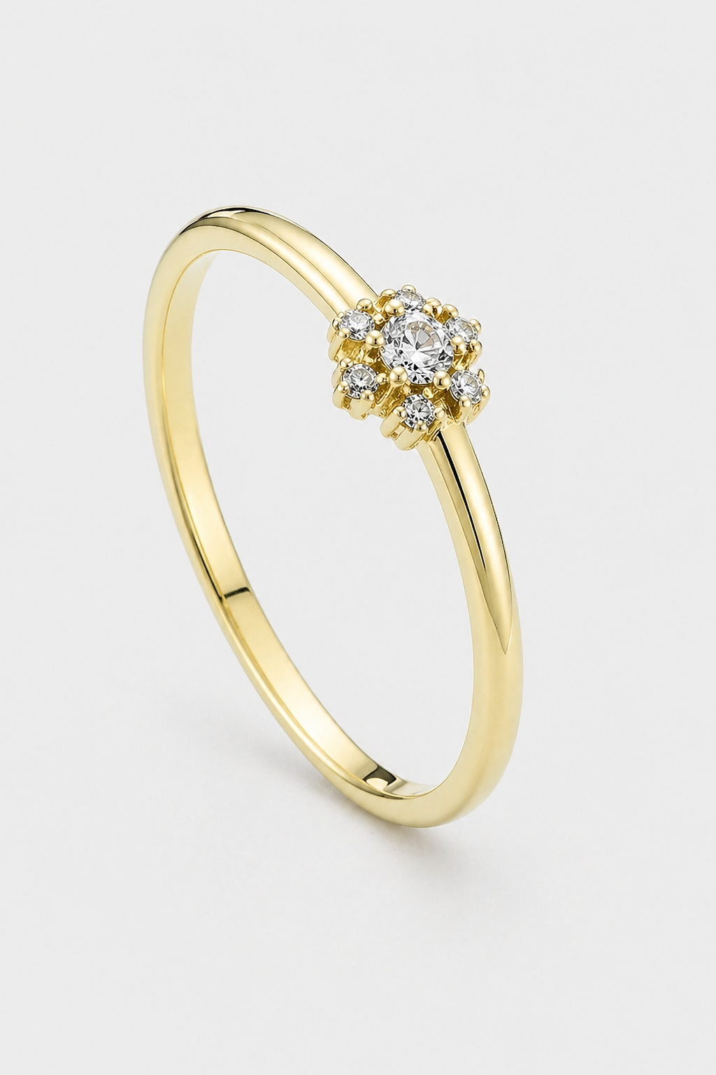 Round Cluster Ring · Yellow Gold · Setup 6