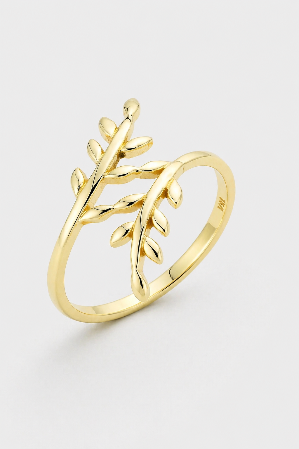 Leaf Vine Ring · Yellow Gold · Setup 6