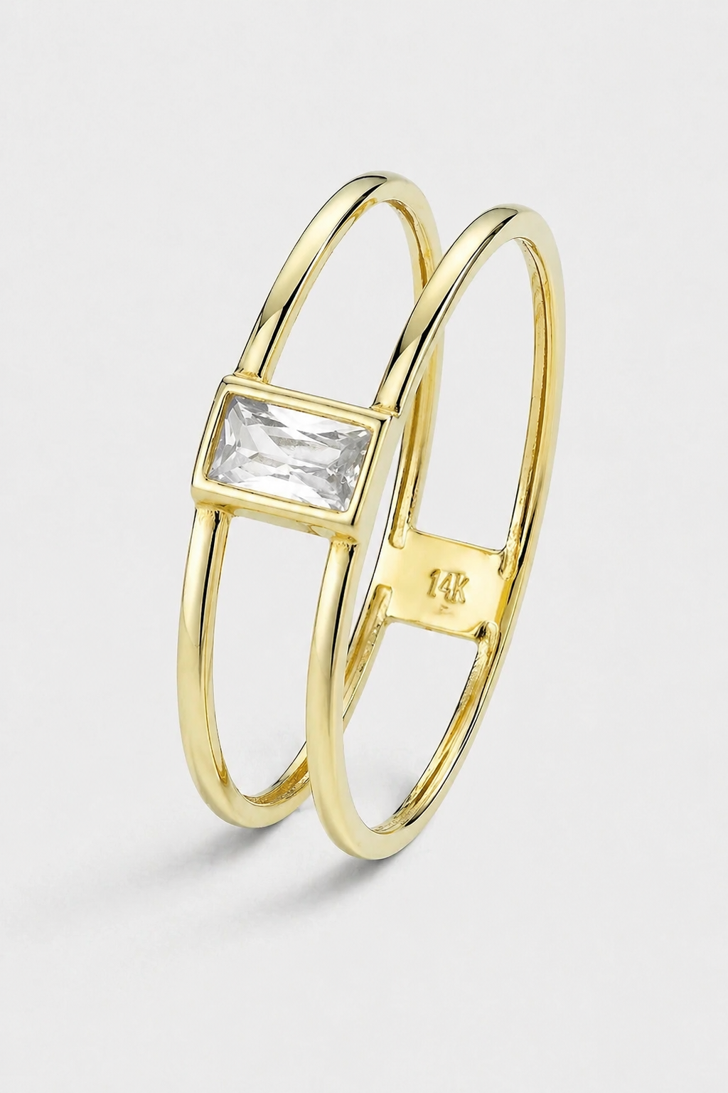 Double Band Baguette Ring · Yellow Gold · Setup 6