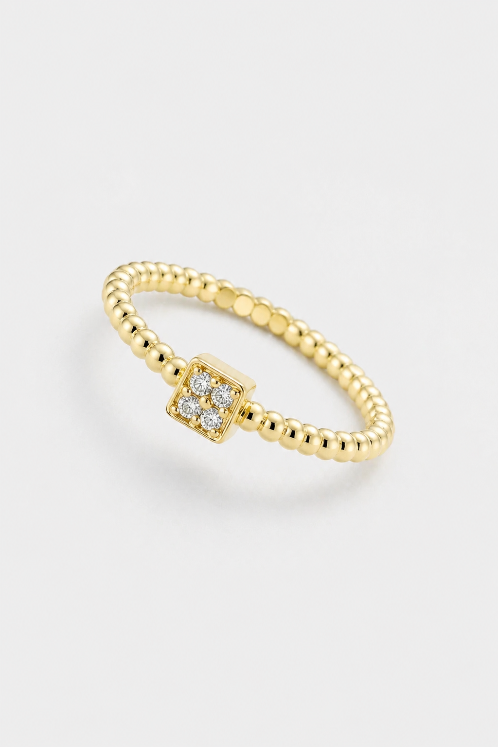 Beaded Square Ring · Yellow Gold · Setup 6