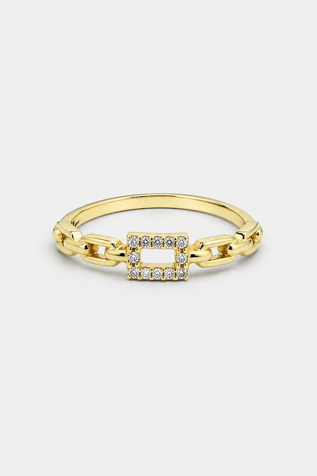 Linked Pave Ring · Yellow Gold · Setup