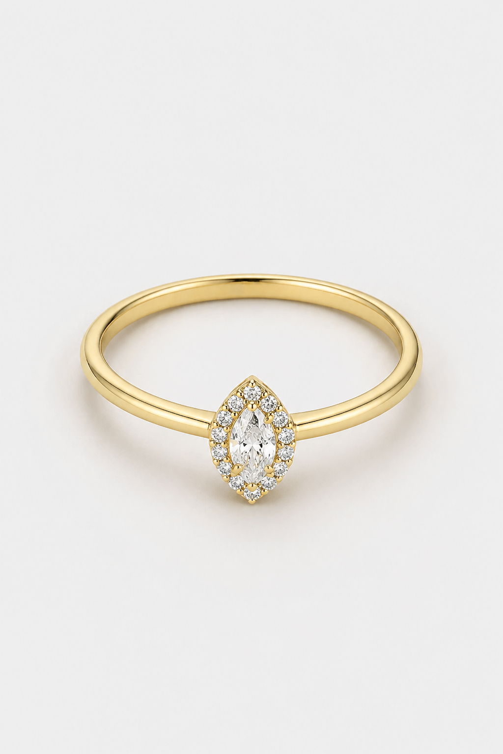Marquise Halo Ring · Yellow Gold · Setup