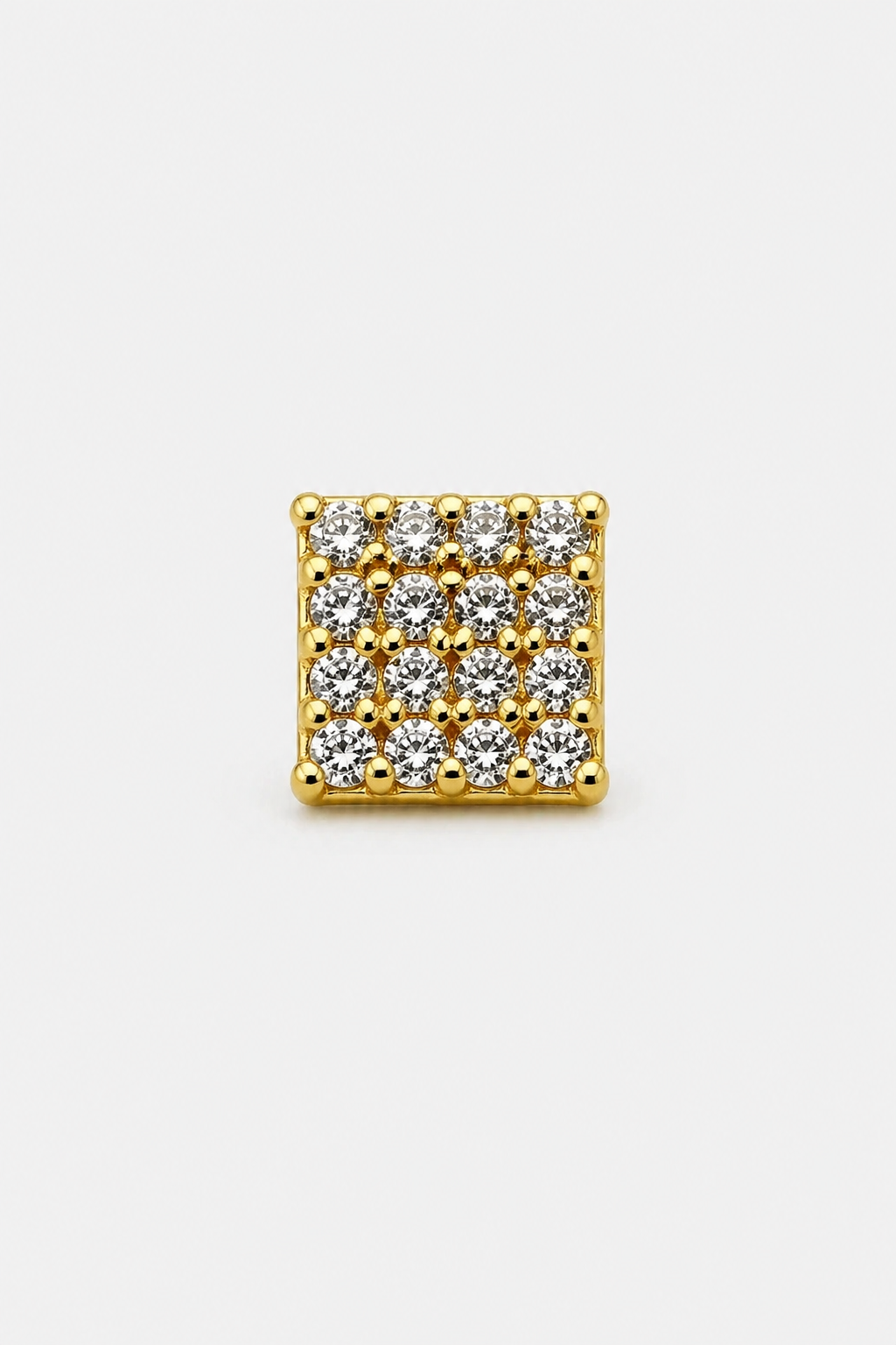 Pave Square Studs · Yellow Gold · Prompt 3