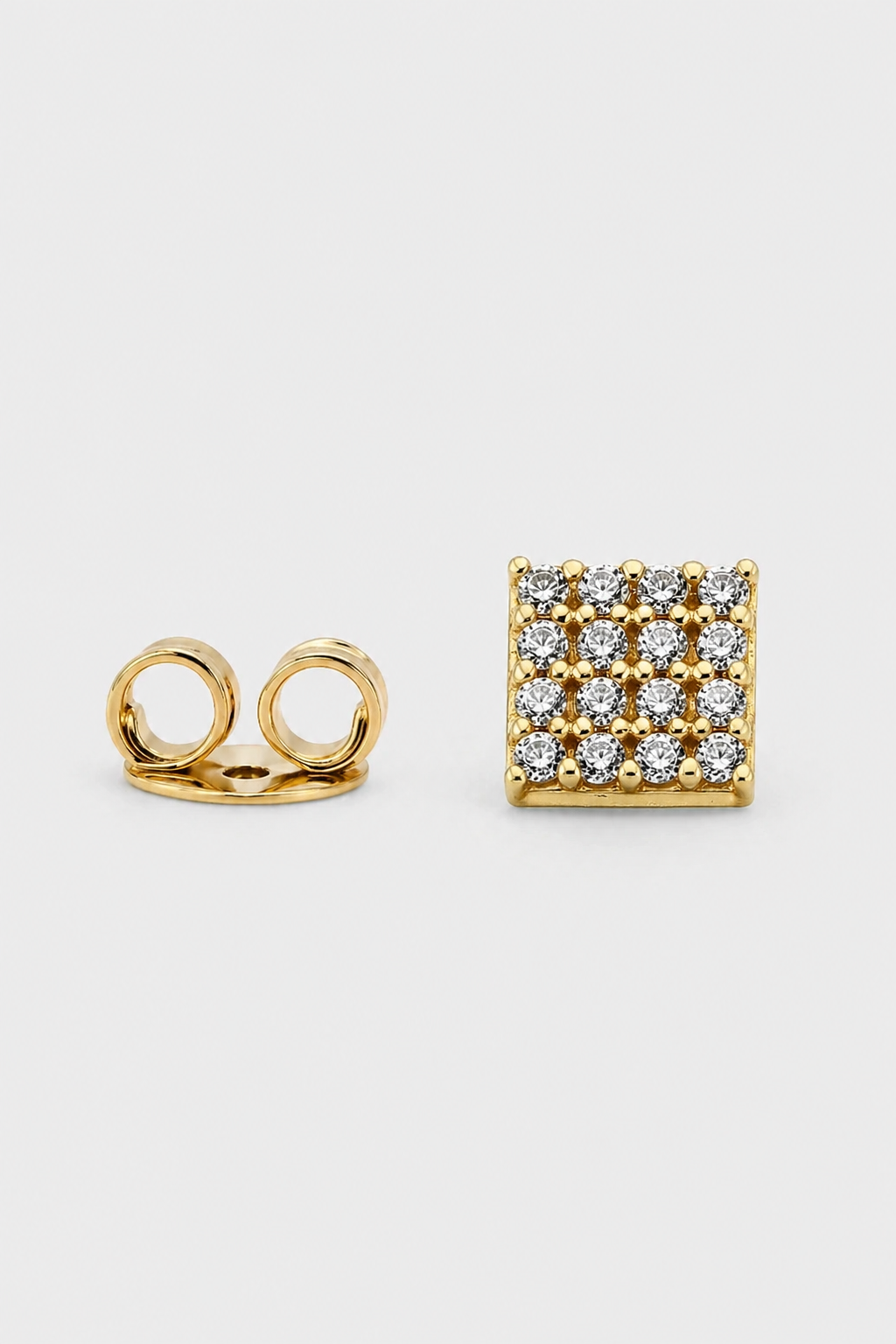Pave Square Studs · Yellow Gold · Prompt 4