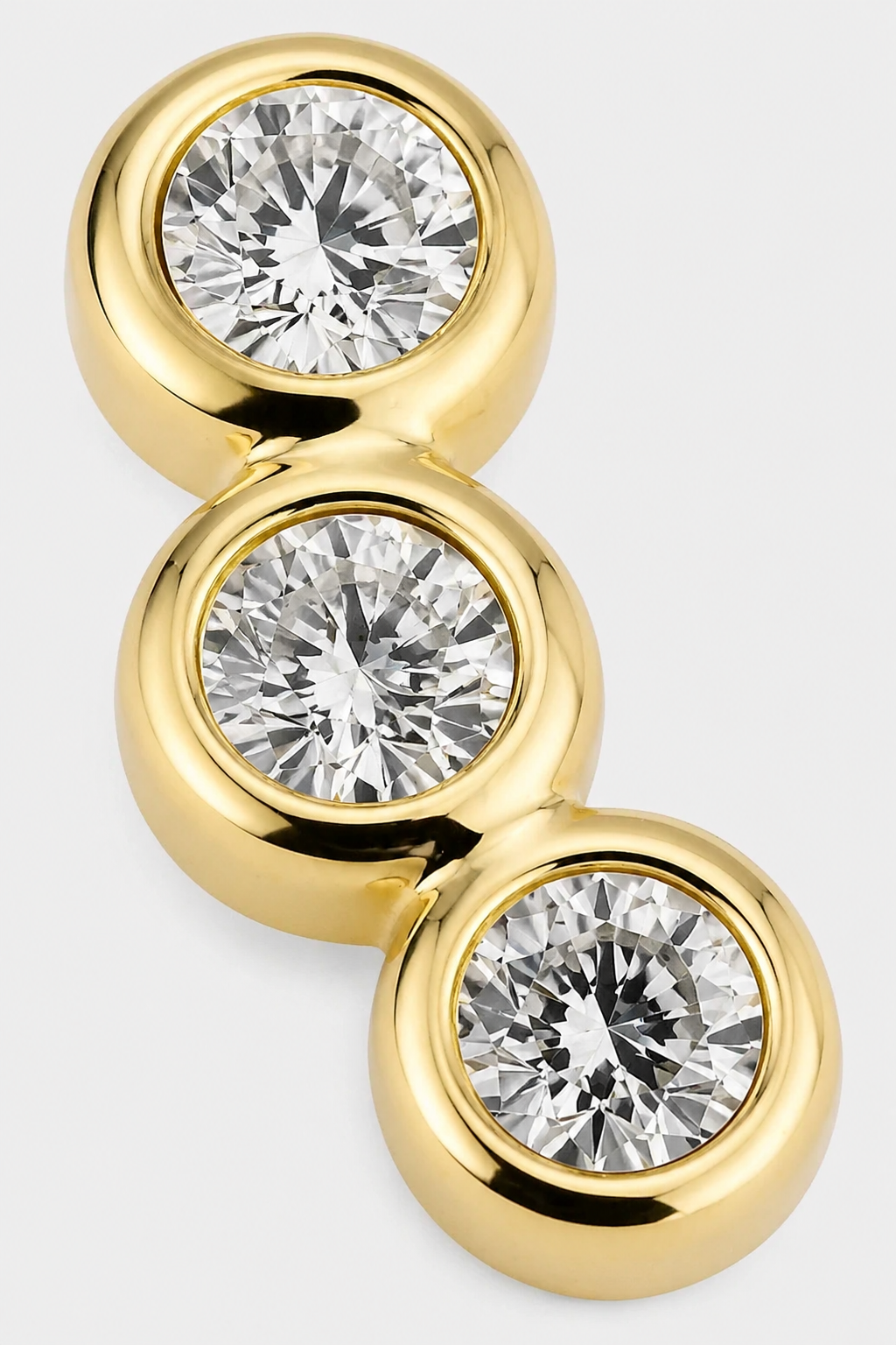 Three Stone Studs · Yellow Gold · Setup