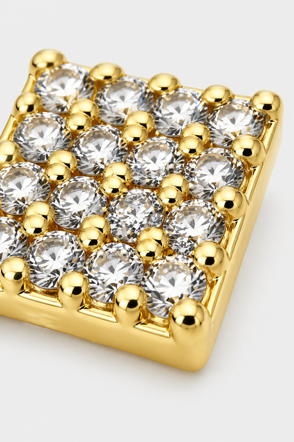 Pave Square Studs · Yellow Gold · Setup