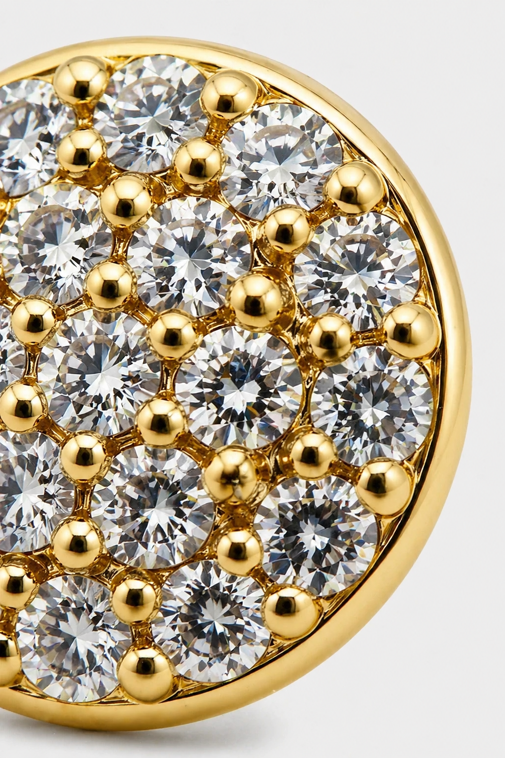 Pave Disc Studs · Yellow Gold · Setup