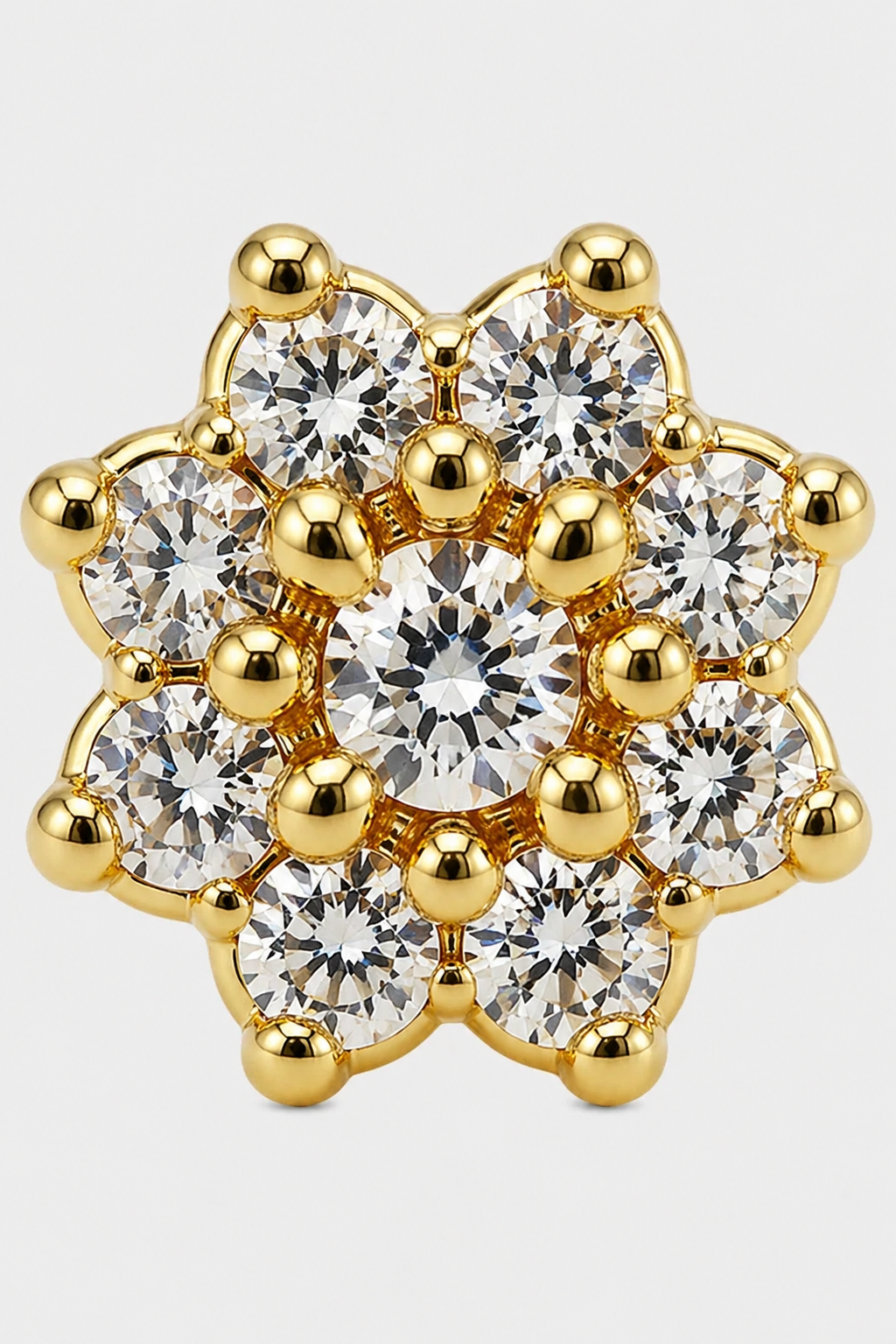 Floral Cluster Studs · Yellow Gold · Setup