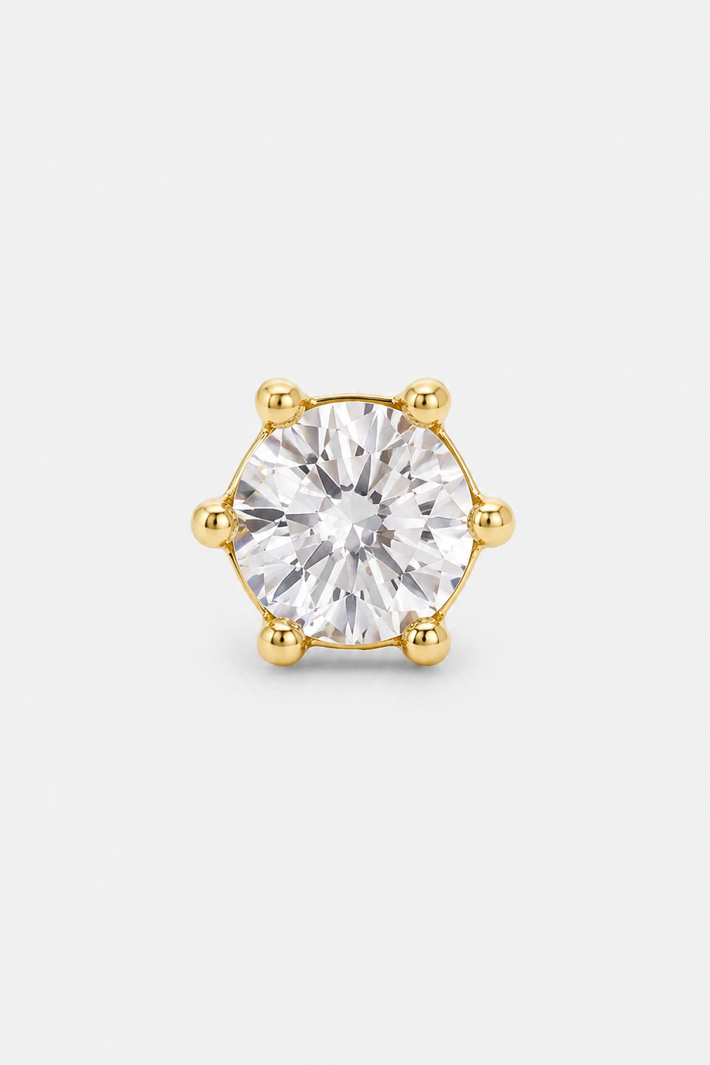 14k Gold Flatback Piercing mit klaren Zirkonia · Yellow Gold · Setup 2
