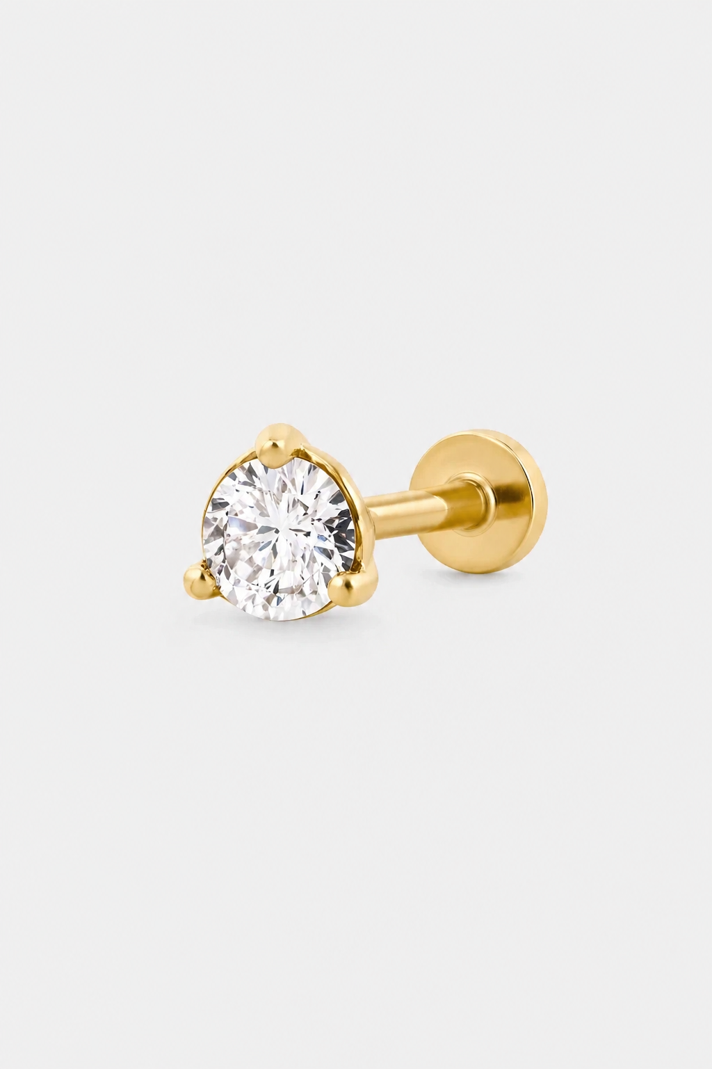 Three Prong Solitaire Flatback · Yellow Gold · Setup 3