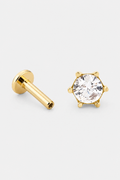 14k Gold Flatback Piercing mit klaren Zirkonia · Yellow Gold · Setup [mj-base:001-0003] [mj-variant:001] [mj-role:product_gallery] [mj-rank:0]