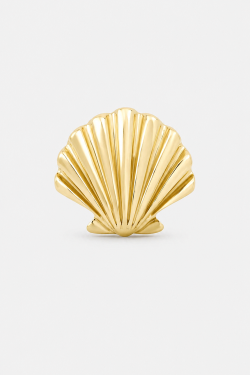 14k Gold Flatback Piercing mit Muschelmotiv · Yellow Gold · Setup 2 [mj-base:001-0022] [mj-variant:001] [mj-role:product_gallery] [mj-rank:22]