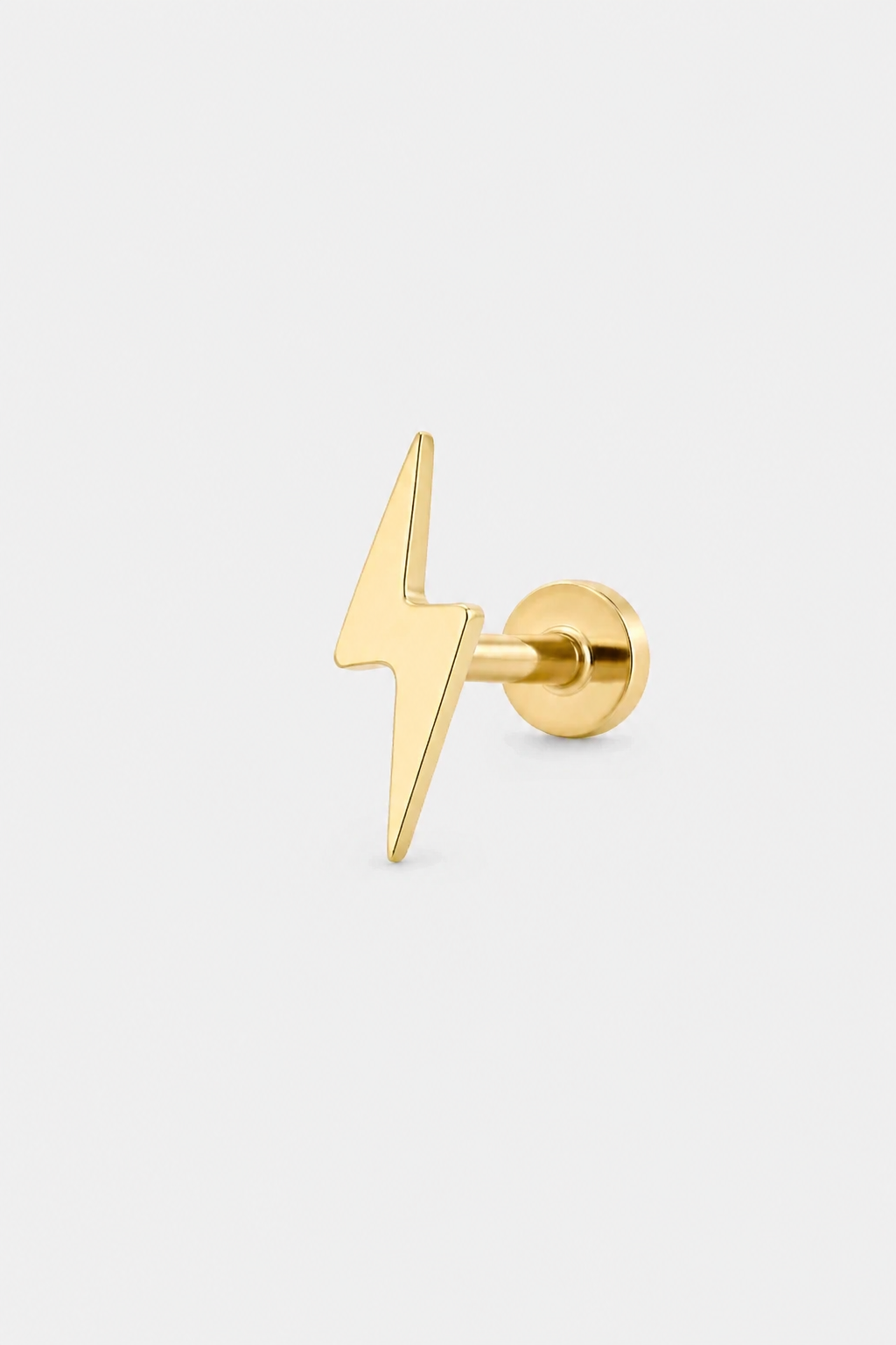 14k Gold Flatback Piercing mit Blitzmotiv · Yellow Gold · Setup 3