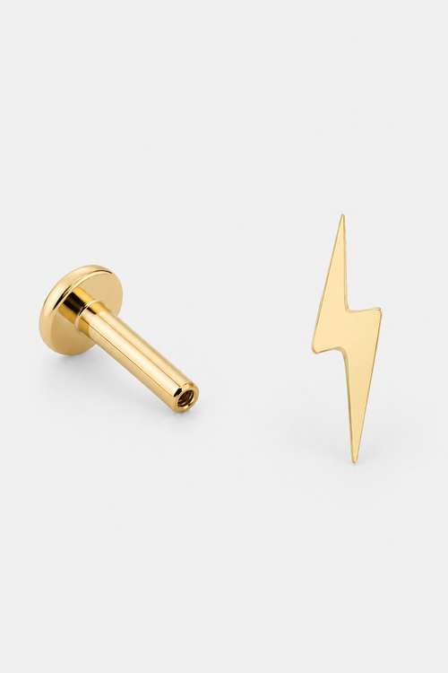 14k Gold Flatback Piercing mit Blitzmotiv · Yellow Gold · Setup [mj-base:001-0024] [mj-variant:001] [mj-role:product_gallery] [mj-rank:0]