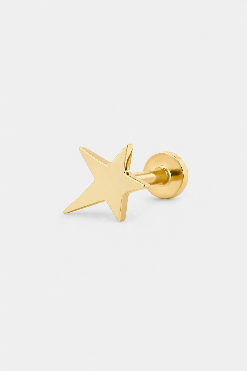 14k Gold Flatback Piercing mit Sternmotiv · Yellow Gold · Setup 3