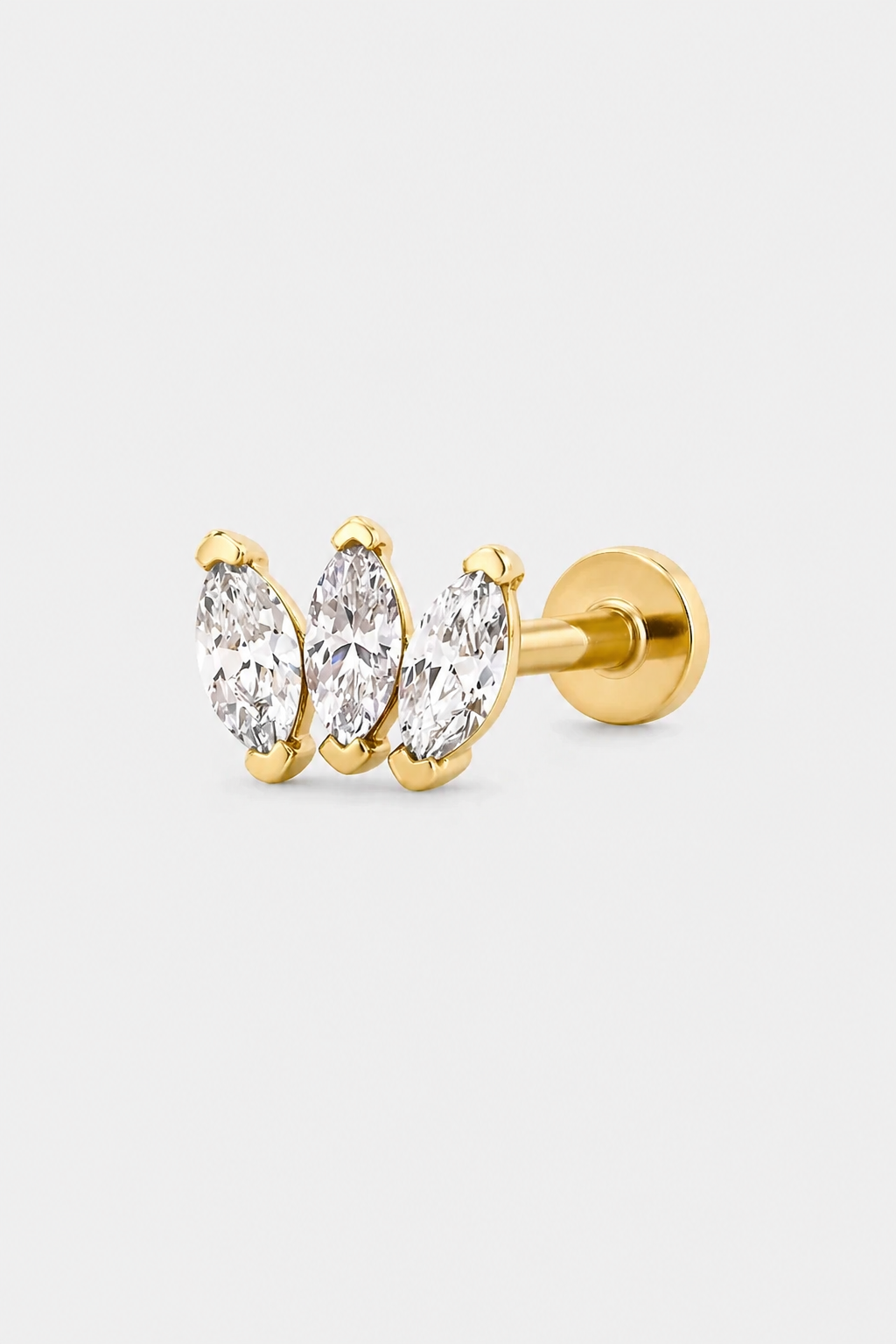 Marquise Trio Flatback · Yellow Gold · Setup 3