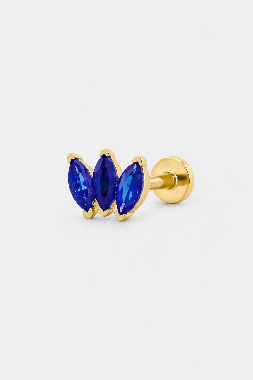 Blue Marquise Trio Flatback · Yellow Gold · Setup 3