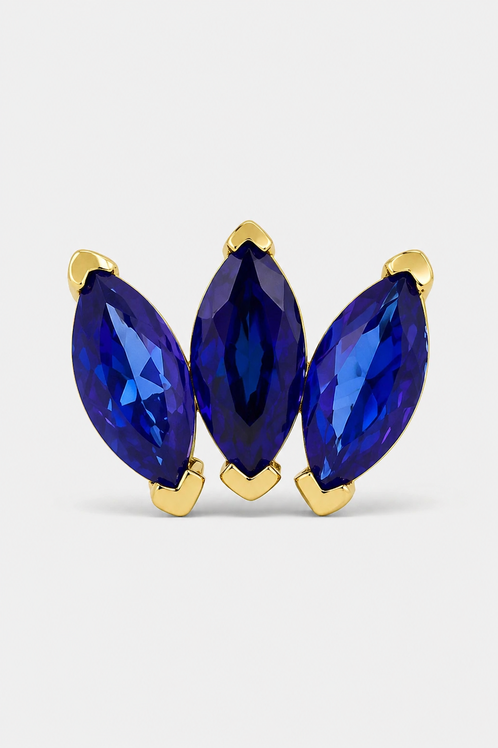 Blue Marquise Trio Flatback · Yellow Gold · Setup 2