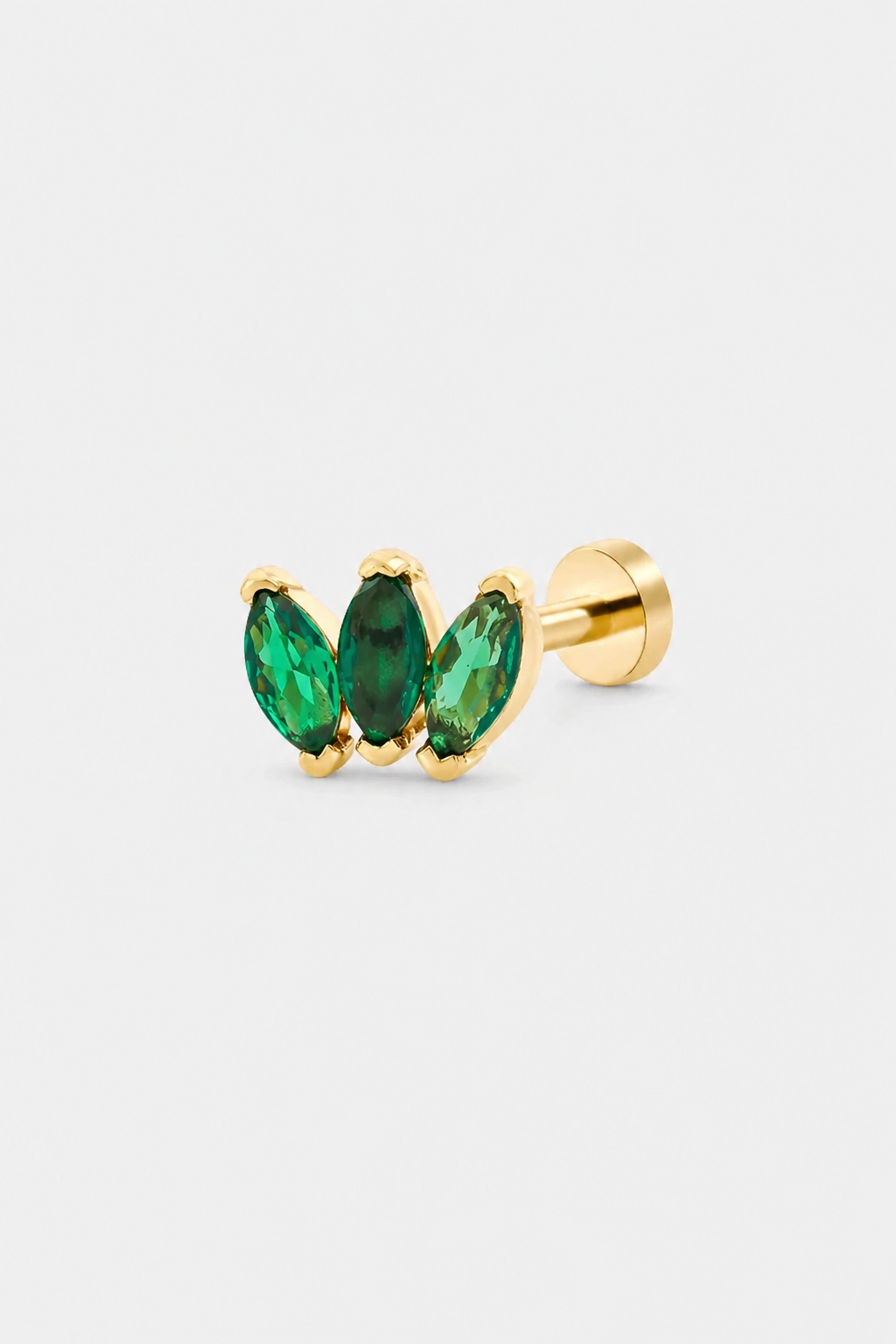 Green Marquise Trio Flatback · Yellow Gold · Setup 3
