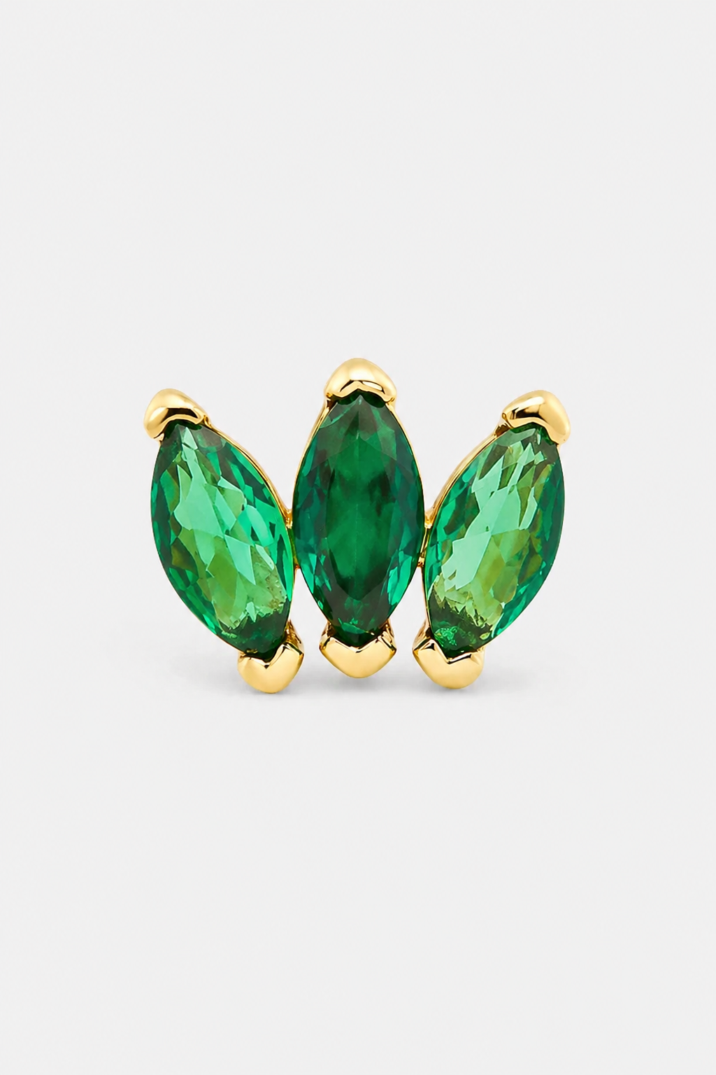 Green Marquise Trio Flatback · Yellow Gold · Setup 2