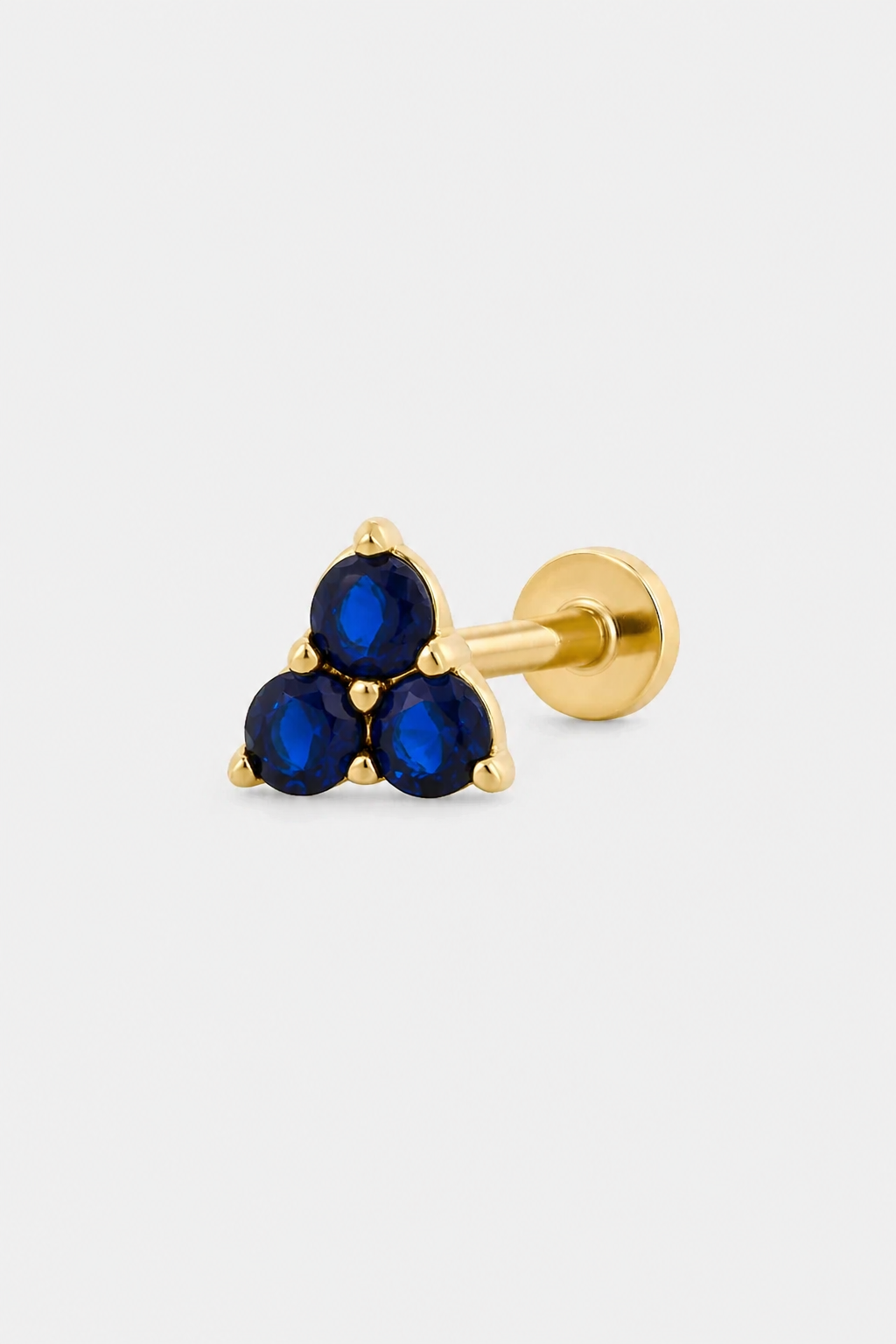 Blue Trio Cluster Flatback · Yellow Gold · Setup 3