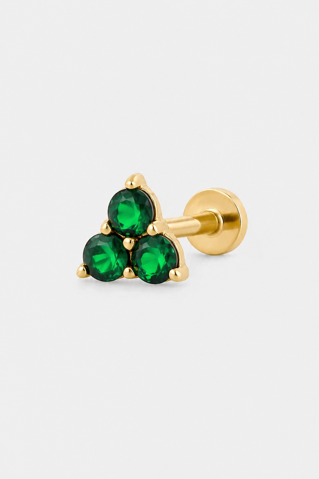 14k Gold Flatback Piercing mit Zirkonia-Cluster · Yellow Gold · Setup 3