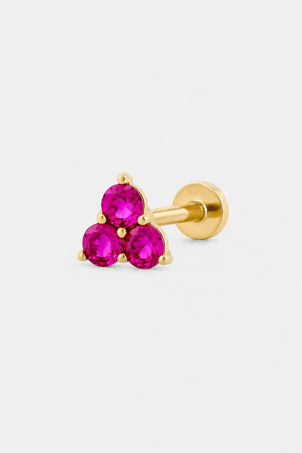 Pink Trio Cluster Flatback · Yellow Gold · Setup 3