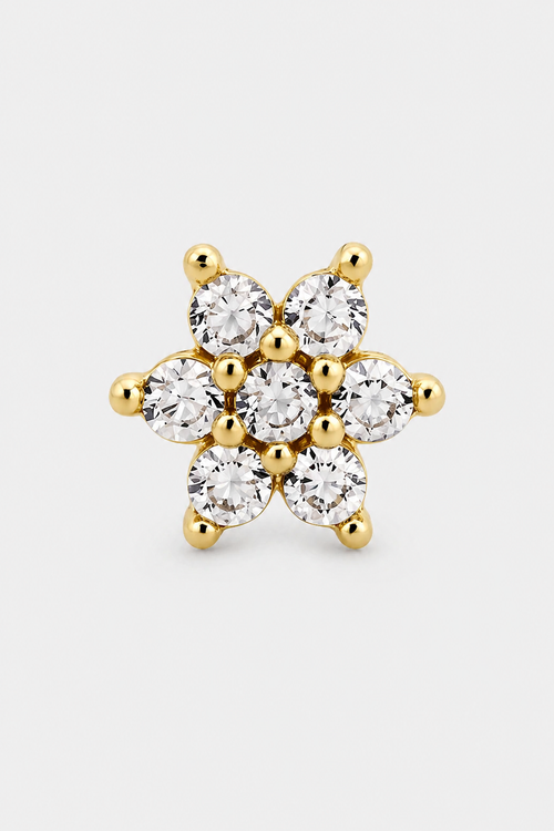 14k Gold Flatback Piercing mit Blütenmotiv · Yellow Gold · Setup 2 [mj-base:001-0045] [mj-variant:001] [mj-role:product_gallery] [mj-rank:22]