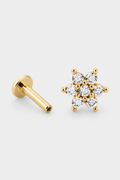 14k Gold Flatback Piercing mit Blütenmotiv · Yellow Gold · Setup [mj-base:001-0045] [mj-variant:001] [mj-role:product_gallery] [mj-rank:0]