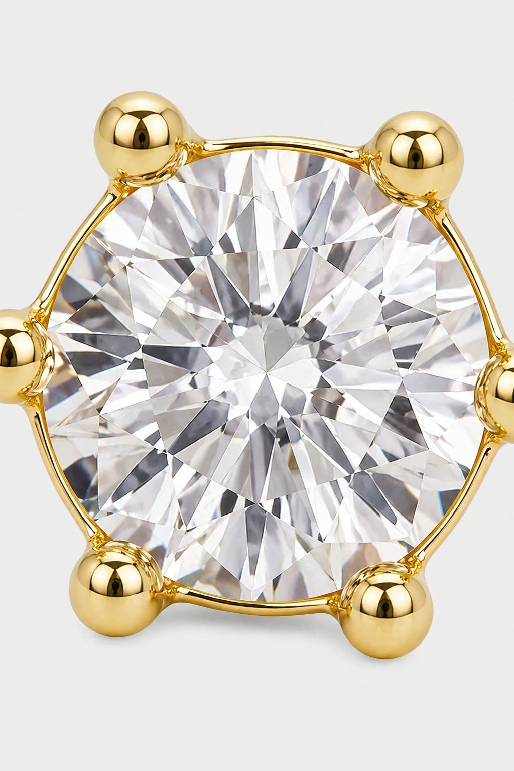 14k Gold Flatback Piercing mit klaren Zirkonia · Yellow Gold · Setup 4