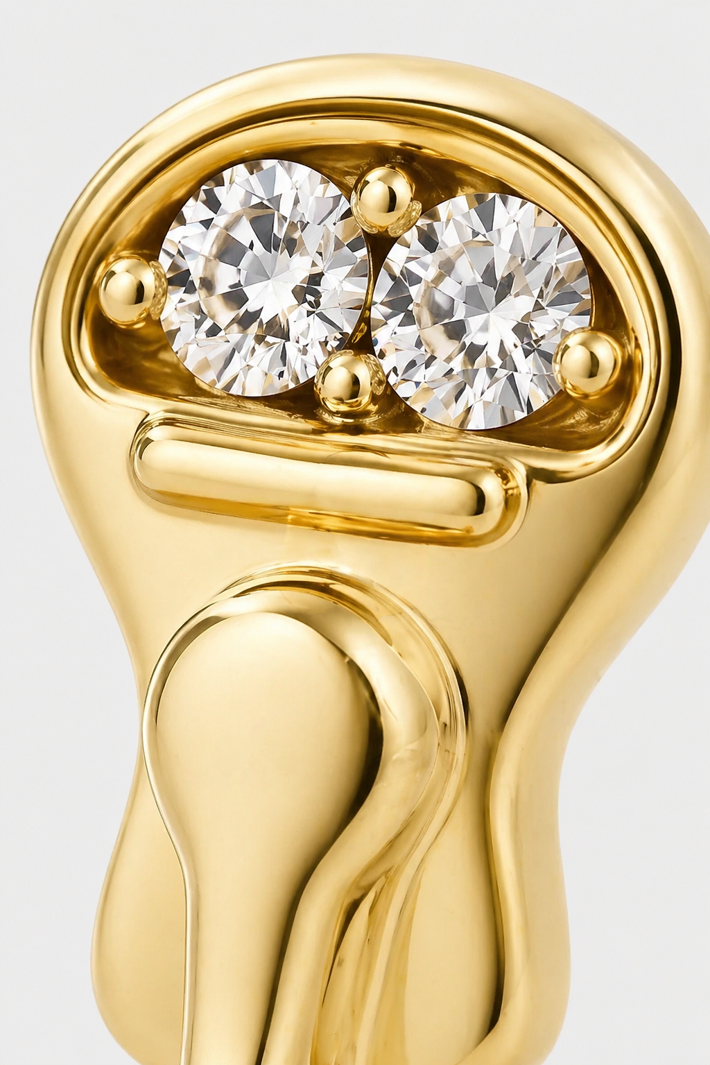 14k Gold Flatback Piercing mit Keyhole-Motiv · Yellow Gold · Setup 4