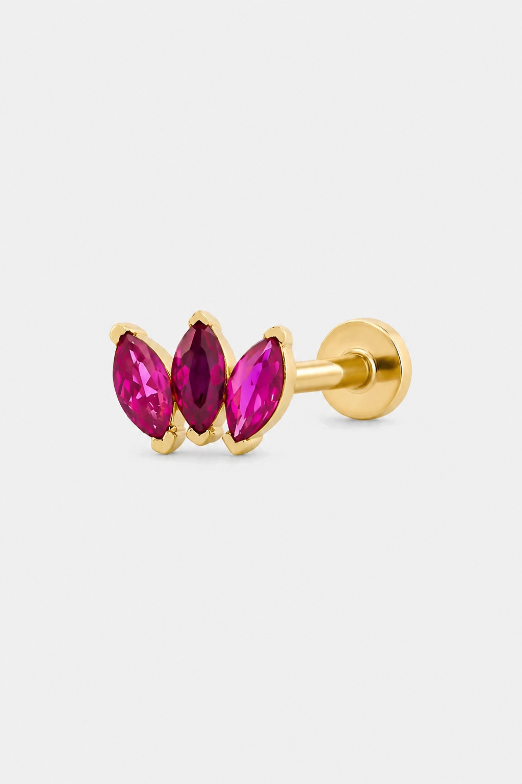 Pink Marquise Trio Flatback · Yellow Gold · Setup 3