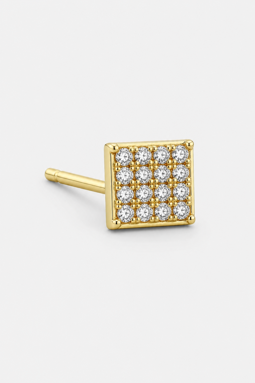 Pave Square Studs · Yellow Gold · Setup 2