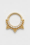 14k Gold Piercing Clicker mit Kugelstruktur · Yellow Gold · Studio 1/3 Guided [mj-base:003-0011] [mj-variant:001] [mj-role:variant_main] [mj-rank:0]