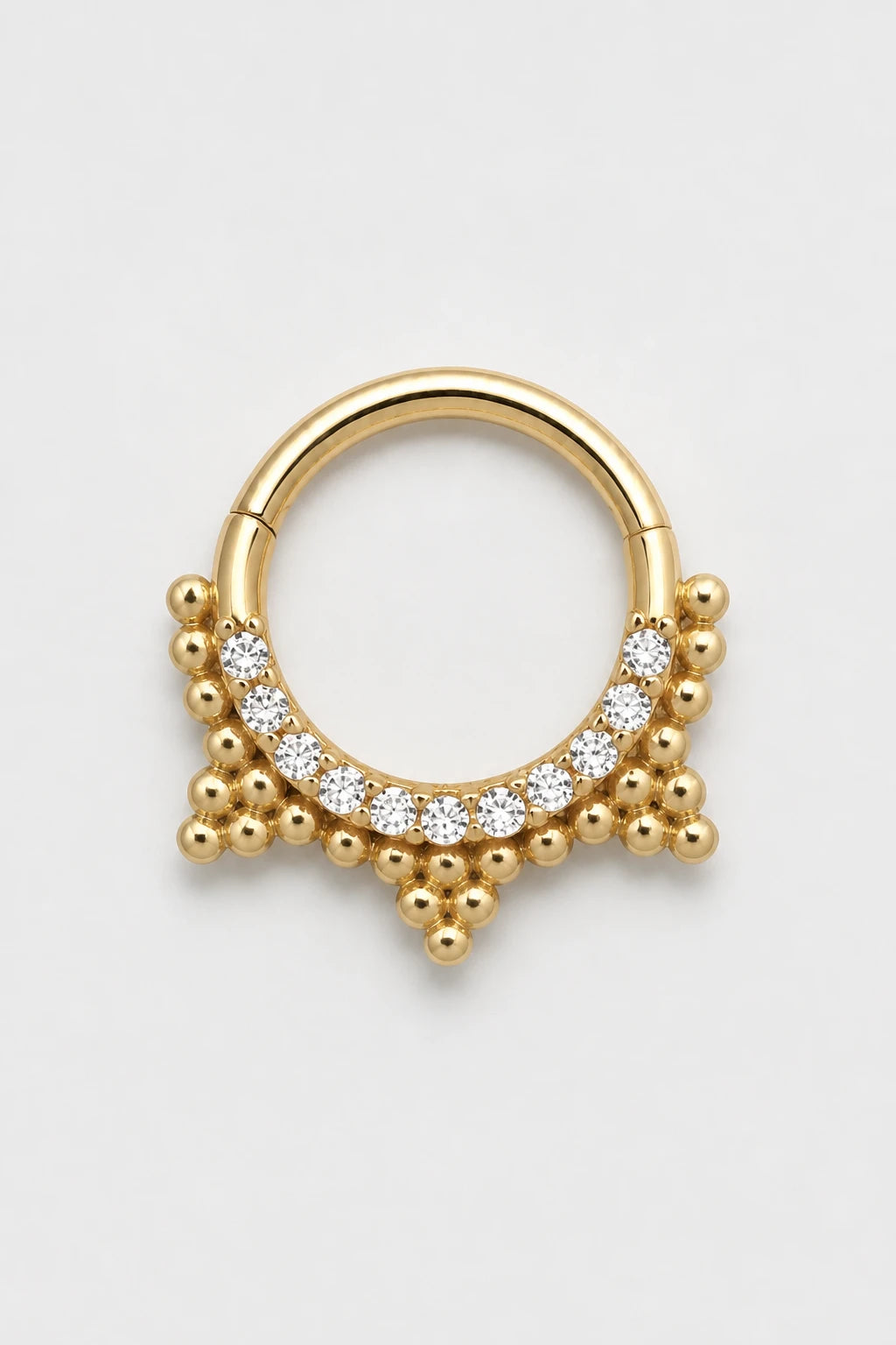 14k Gold Piercing Clicker mit Kugelstruktur · Yellow Gold · Studio 1/3 Guided