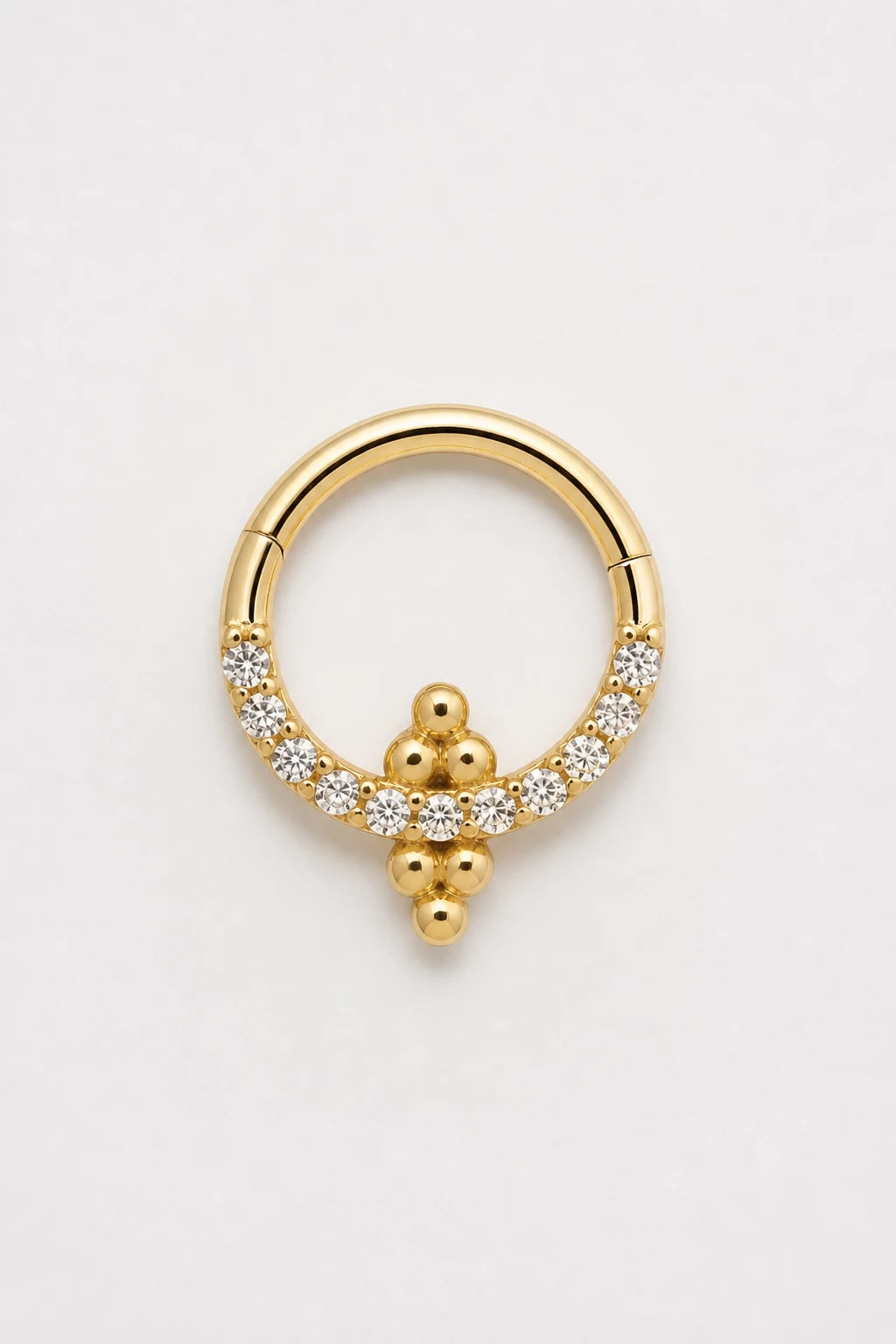 14k Gold Piercing Clicker mit Zirkonia-Cluster · Yellow Gold · Studio 1/3 Guided