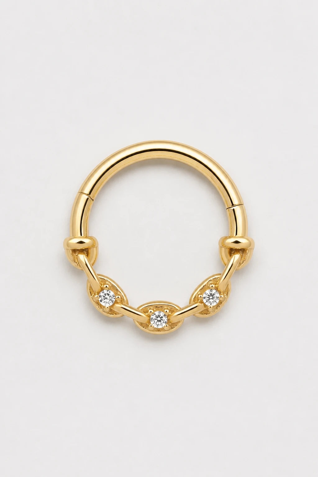 14k Gold Piercing Clicker mit klaren Zirkonia · Yellow Gold · Studio 1/3 Guided