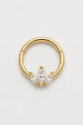 14k Gold Piercing Clicker mit drei Marquise-Zirkonia · Yellow Gold · Studio 1/3 Guided [mj-base:003-0010] [mj-variant:001] [mj-role:variant_main] [mj-rank:0]