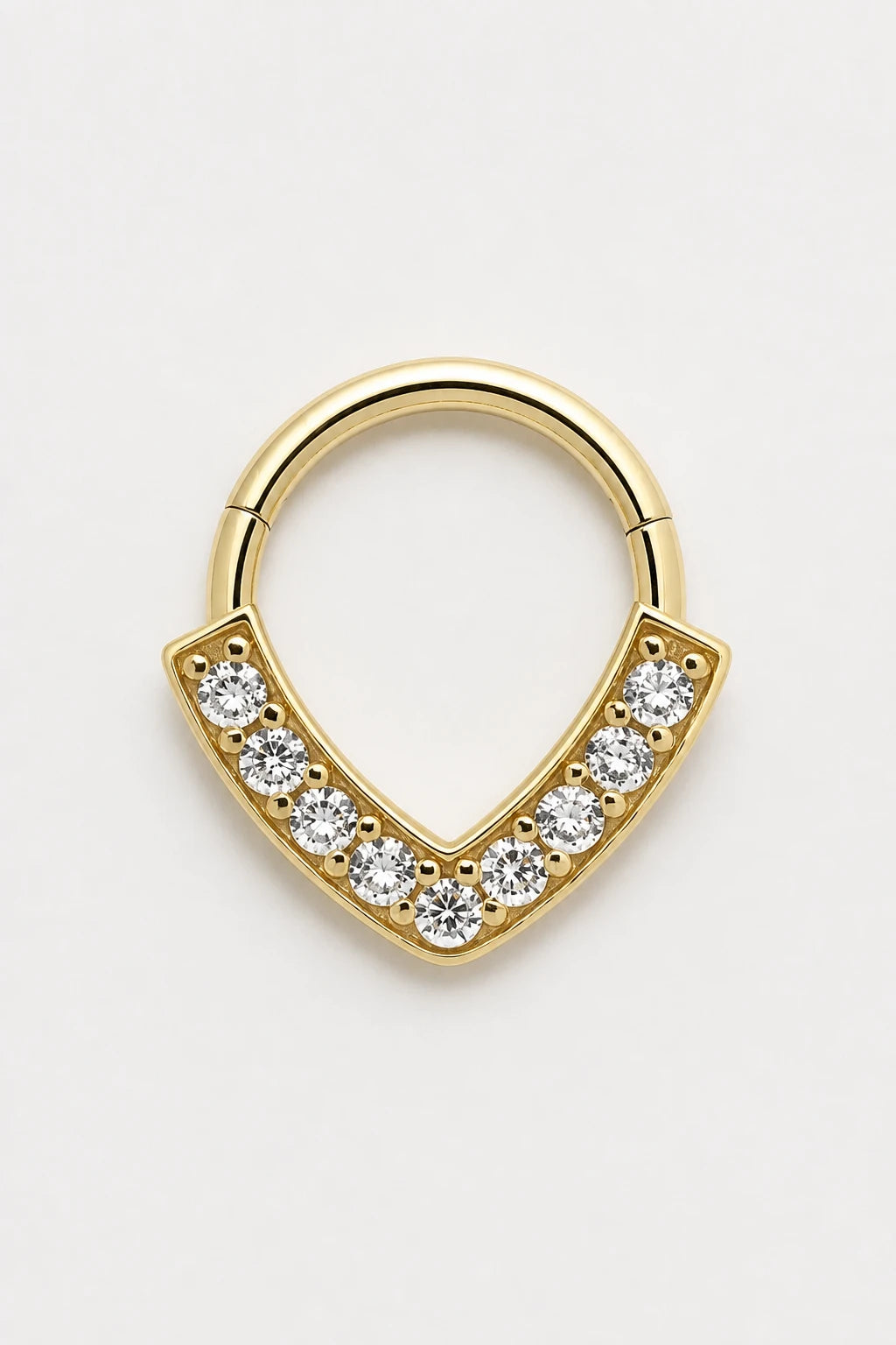 14k Gold Piercing Clicker mit V-Form · Yellow Gold · Studio 1/3 Guided