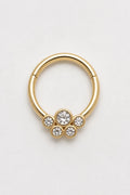 14k Gold Piercing Clicker mit Zirkonia-Cluster · Yellow Gold · Studio 1/3 Guided [mj-base:003-0028] [mj-variant:001] [mj-role:variant_main] [mj-rank:0]