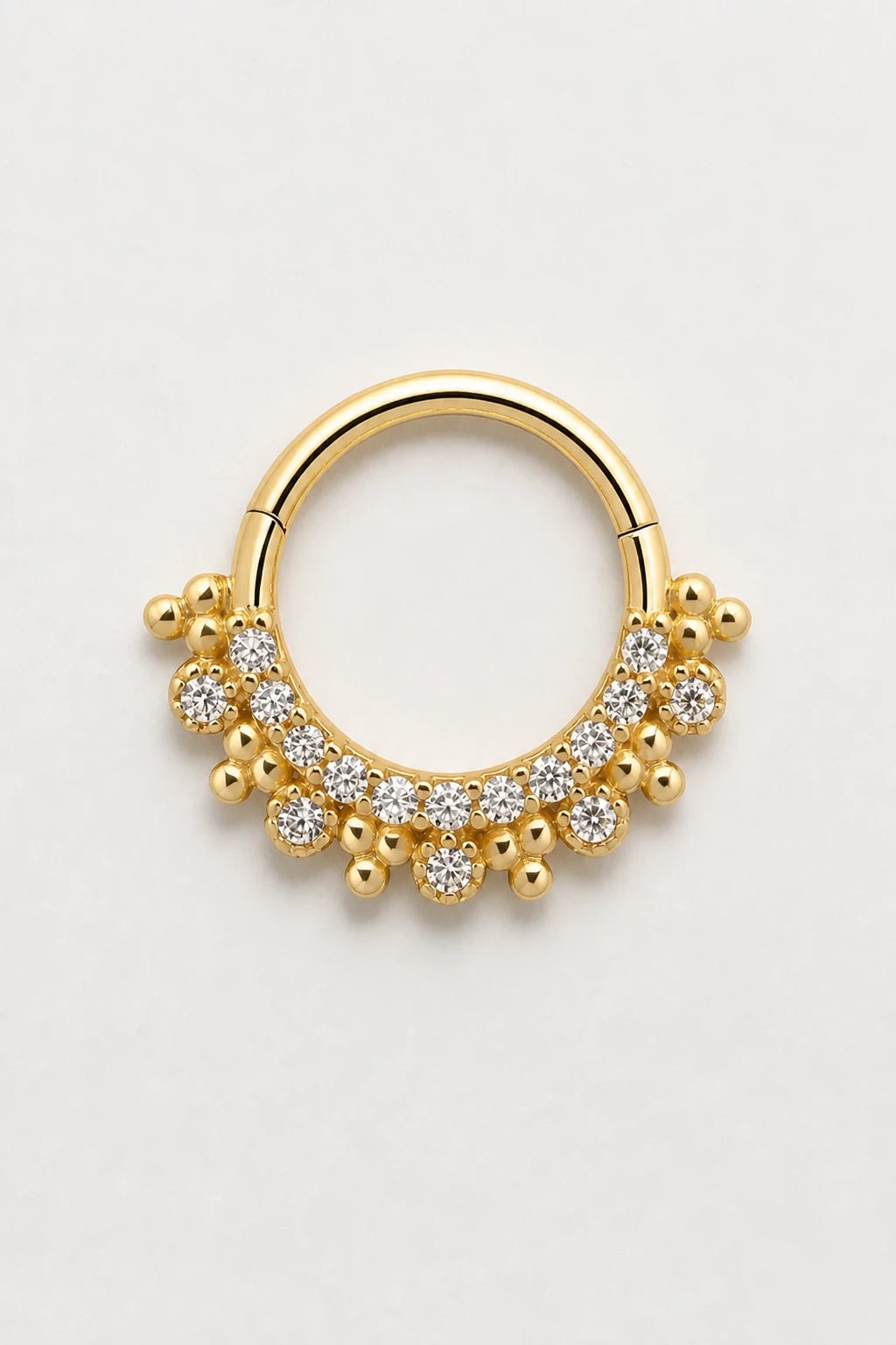 14k Gold Piercing Clicker mit Zirkonia-Cluster · Yellow Gold · Studio 1/3 Guided