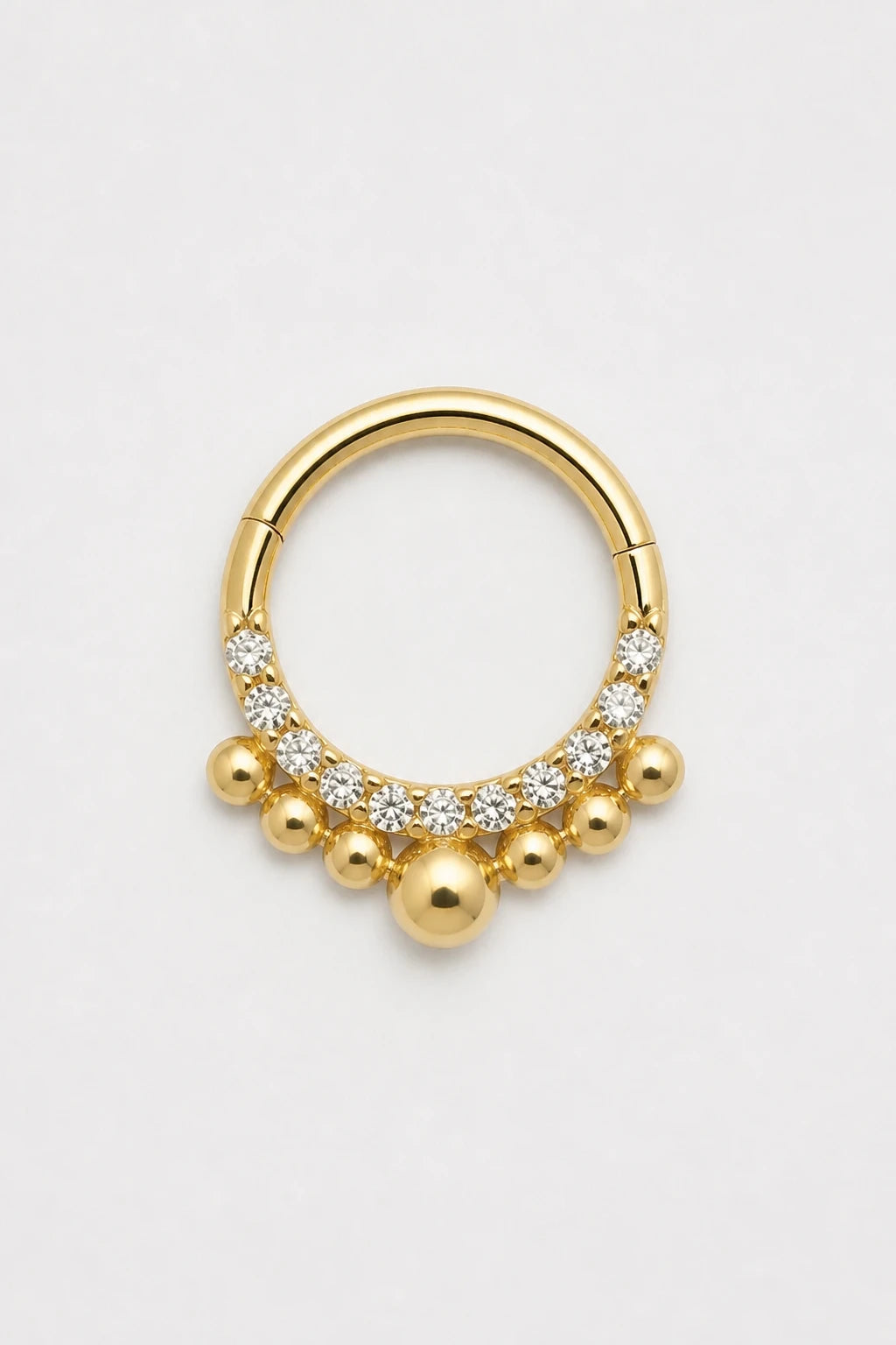 14k Gold Piercing Clicker mit Zirkonia-Cluster · Yellow Gold · Studio 1/3 Guided