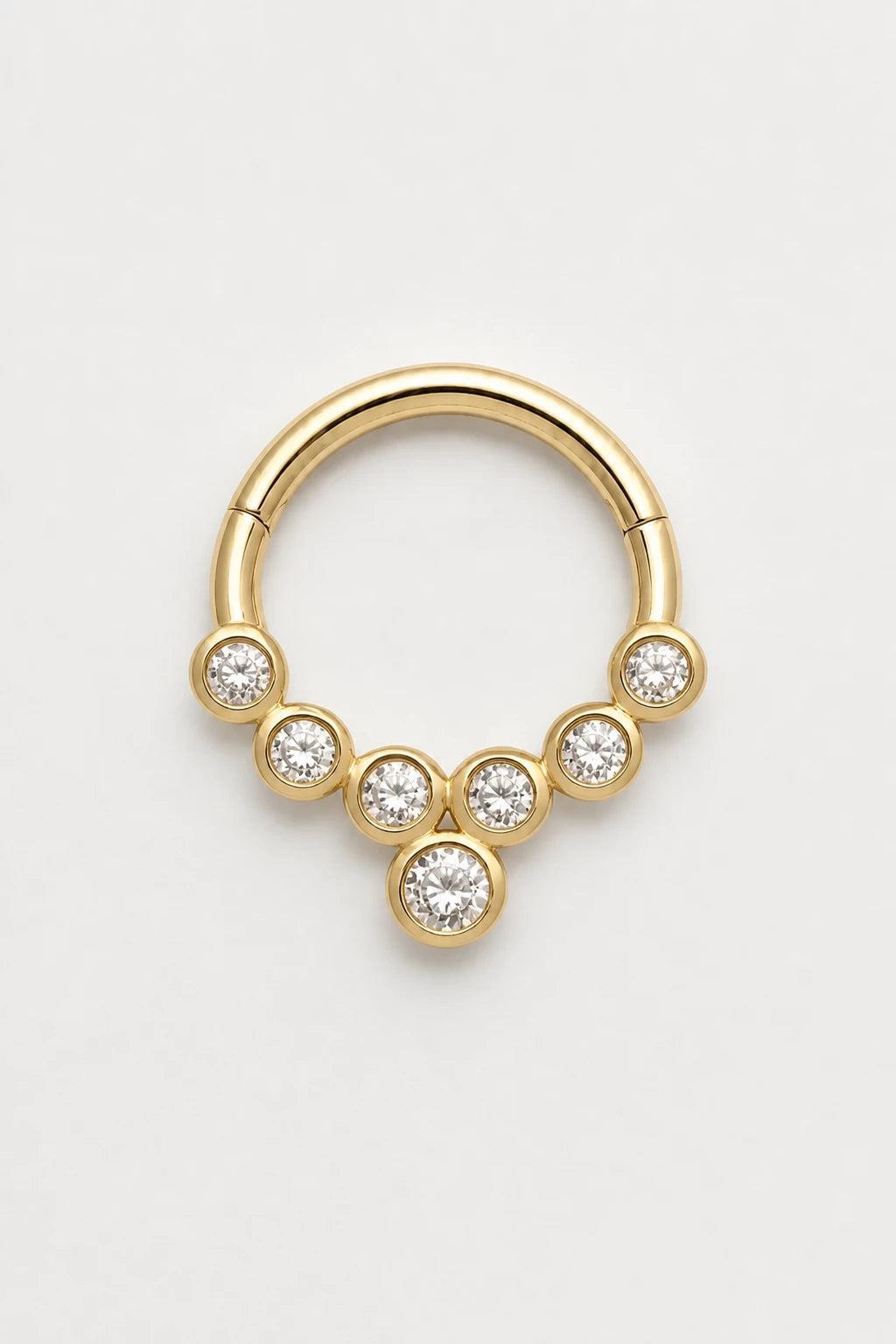 14k Gold Piercing Clicker mit klaren Zirkonia · Yellow Gold · Studio 1/3 Guided
