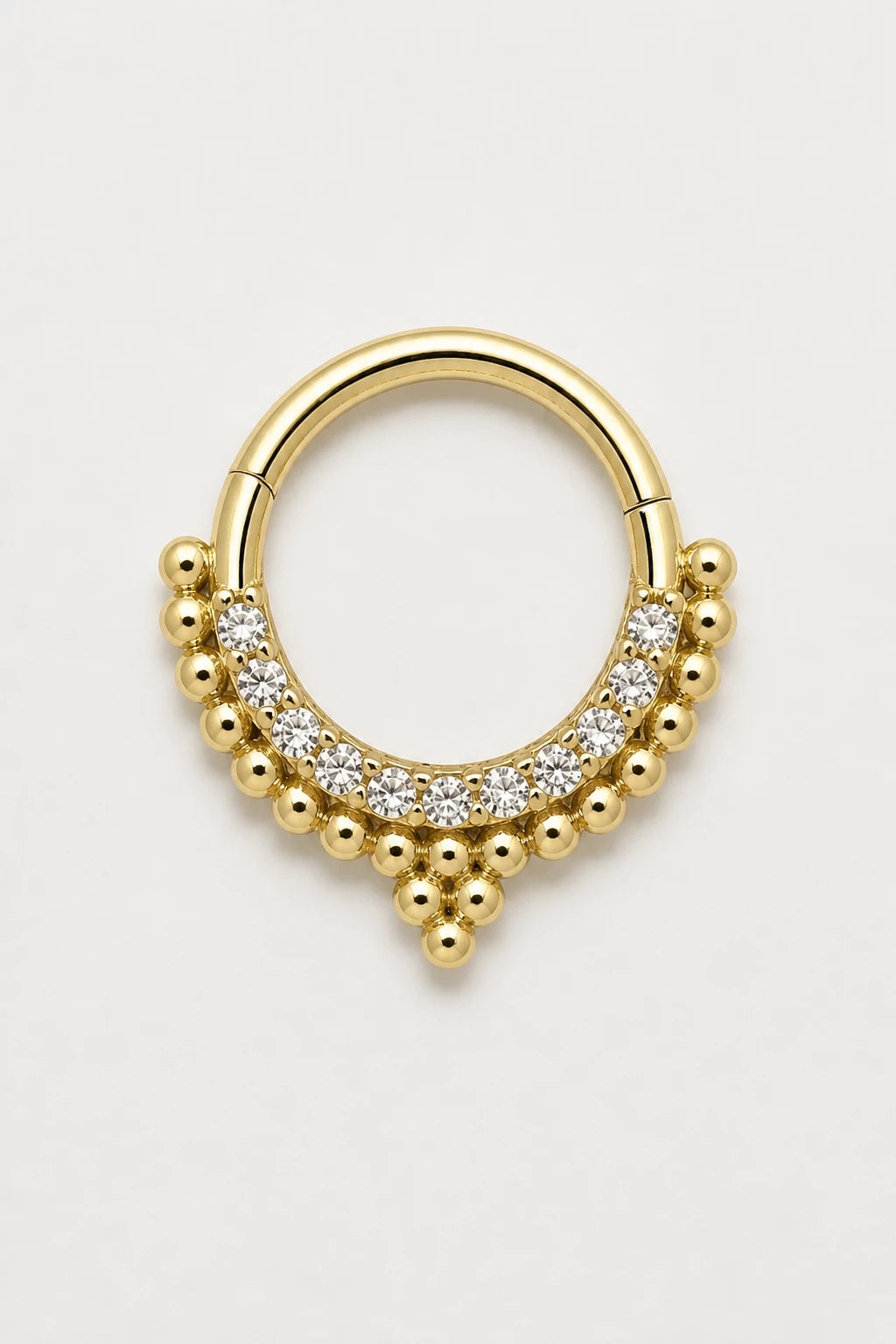 14k Gold Piercing Clicker mit Kugelstruktur · Yellow Gold · Studio 1/3 Guided