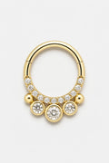 14k Gold Piercing Clicker mit Kugelstruktur · Yellow Gold · Studio 1/3 Guided [mj-base:003-0035] [mj-variant:001] [mj-role:variant_main] [mj-rank:0]